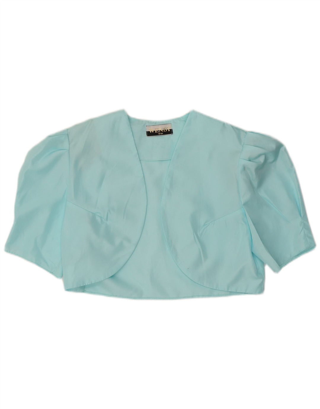 vintage Femmes Bolero Top UK 12 Polyester Bleu Moyen