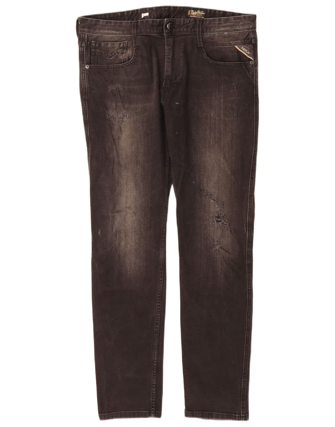 Replay Jean Slim effet vieilli W34 L32 noir pour femme