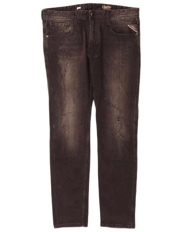 Replay Jean Slim effet vieilli W34 L32 noir pour femme