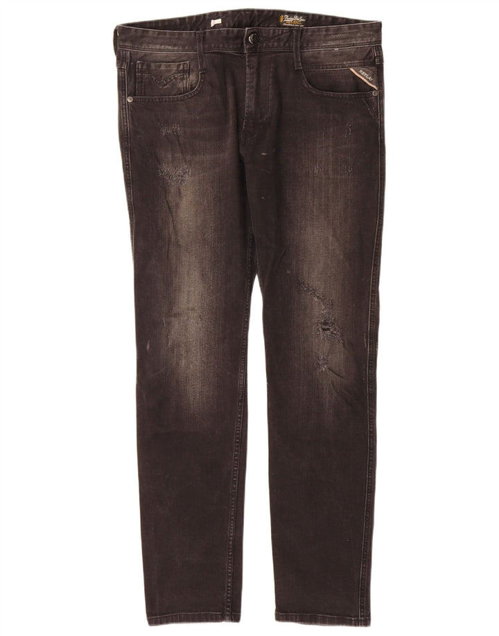 Replay Jean Slim effet vieilli W34 L32 noir pour femme
