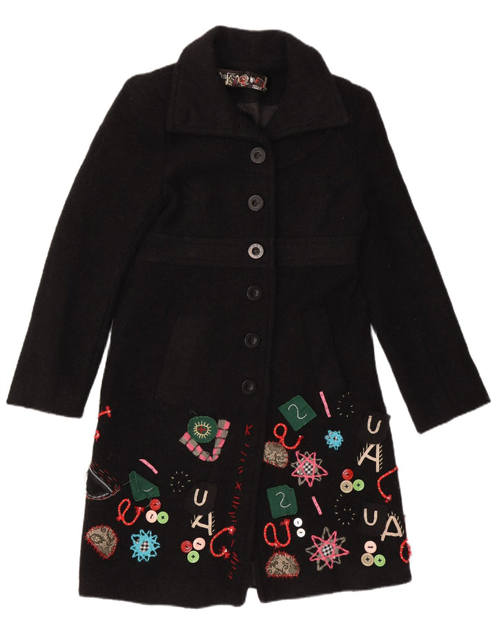 Desigual Pardessus à motif abstrait pour femme EU 40 Noir moyen
