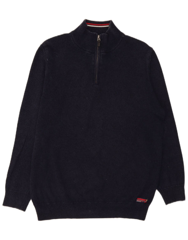 Superdry Homme Pull Col Zippé XL Bleu Marine Coton
