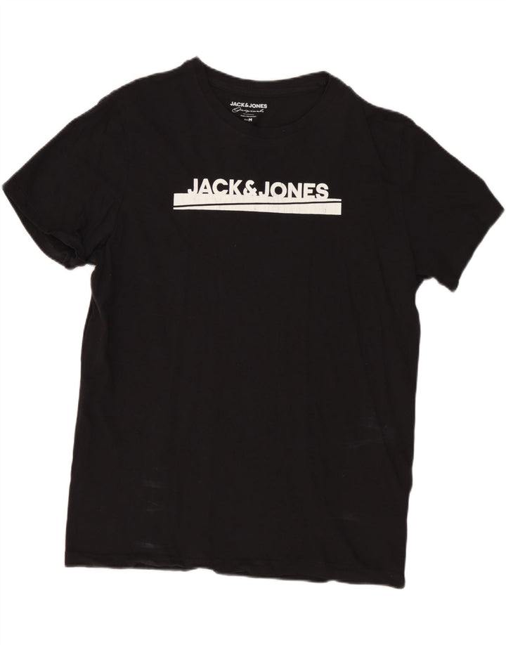 JACK & JONES T-Shirt Graphique Homme Noir Moyen Coton