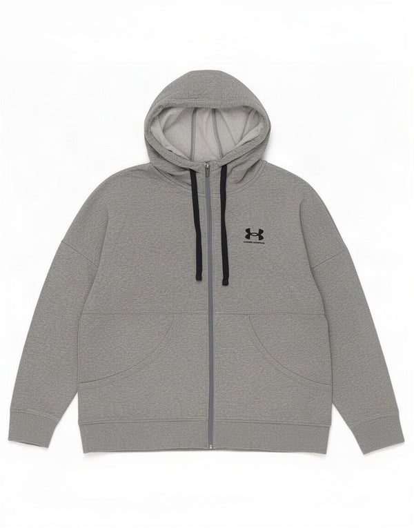 Under Armour Pull à capuche zippé surdimensionné pour femme UK 16 Large Gris Moucheté