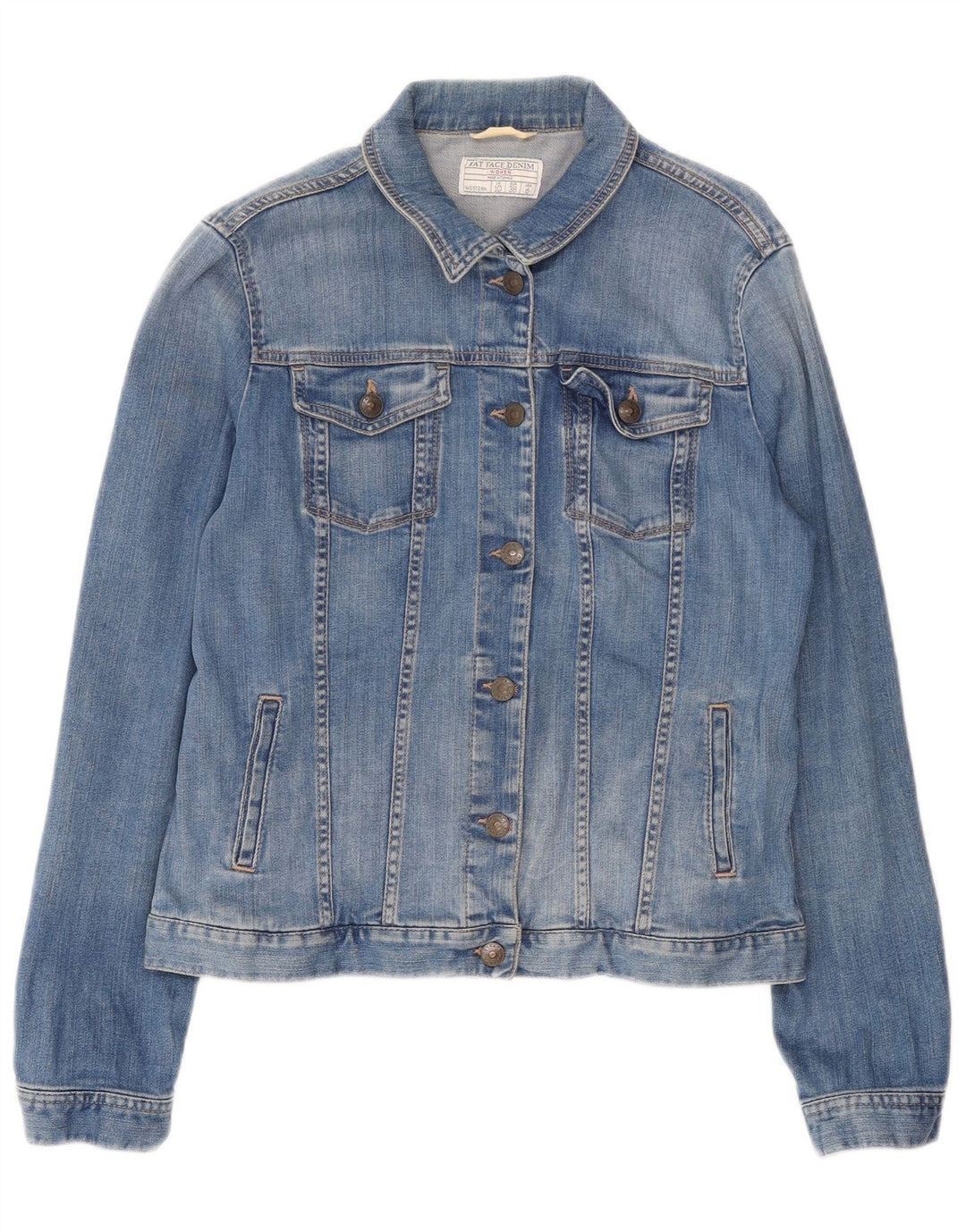 Fat Face Veste en jean pour femme UK 10 Petit coton bleu