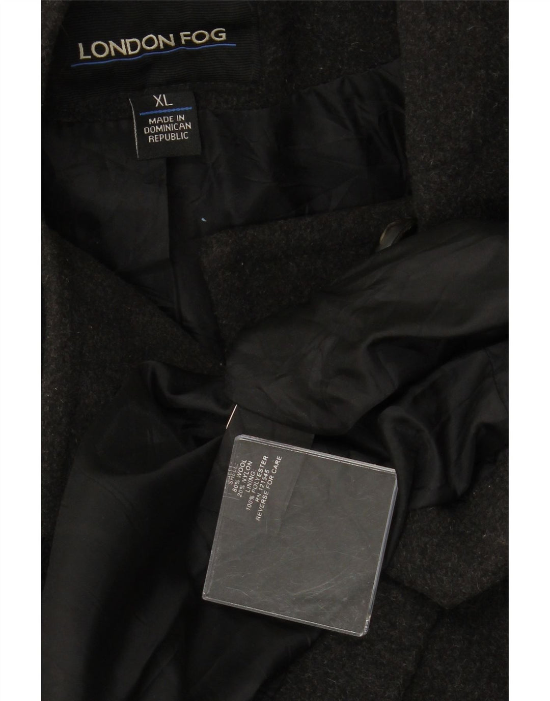 LONDON FOG Caban à capuche pour femme UK 18 XL Laine Grise