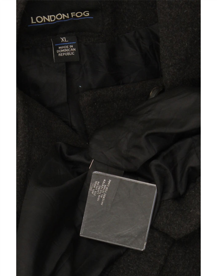 LONDON FOG Caban à capuche pour femme UK 18 XL Laine Grise