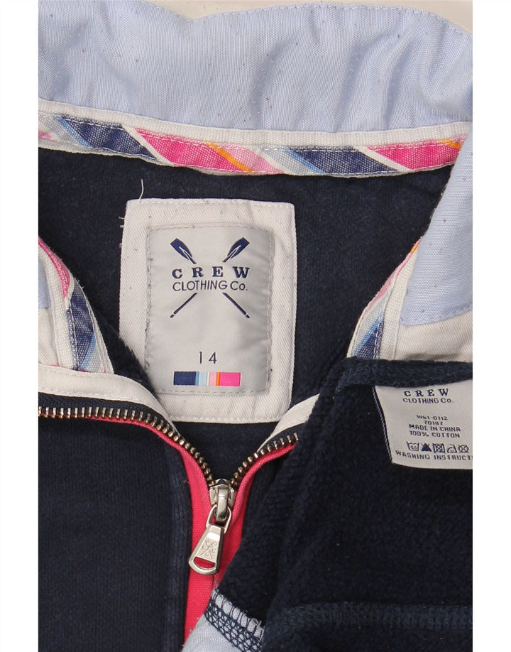 CREW CLOTHING Sweat-shirt à col zippé pour femme UK 14 Large Bleu marine