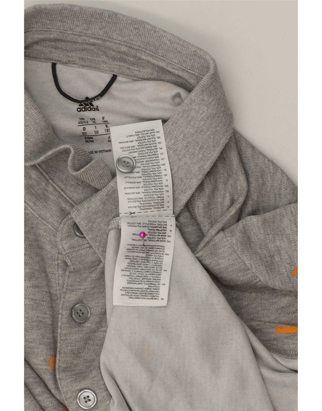 Adidas Polo à motif abstrait pour homme UK 40/42 Gris moyen Coton