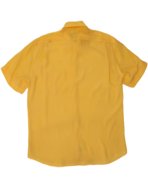 Chemise à manches courtes vintage pour hommes grand polyester jaune