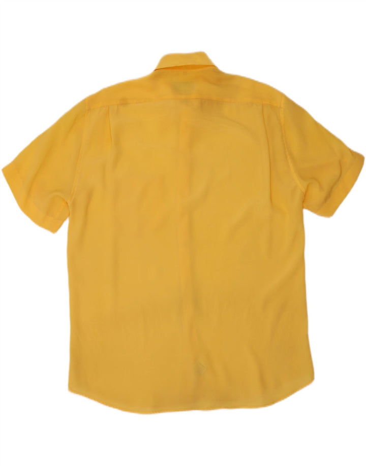Chemise à manches courtes vintage pour hommes grand polyester jaune