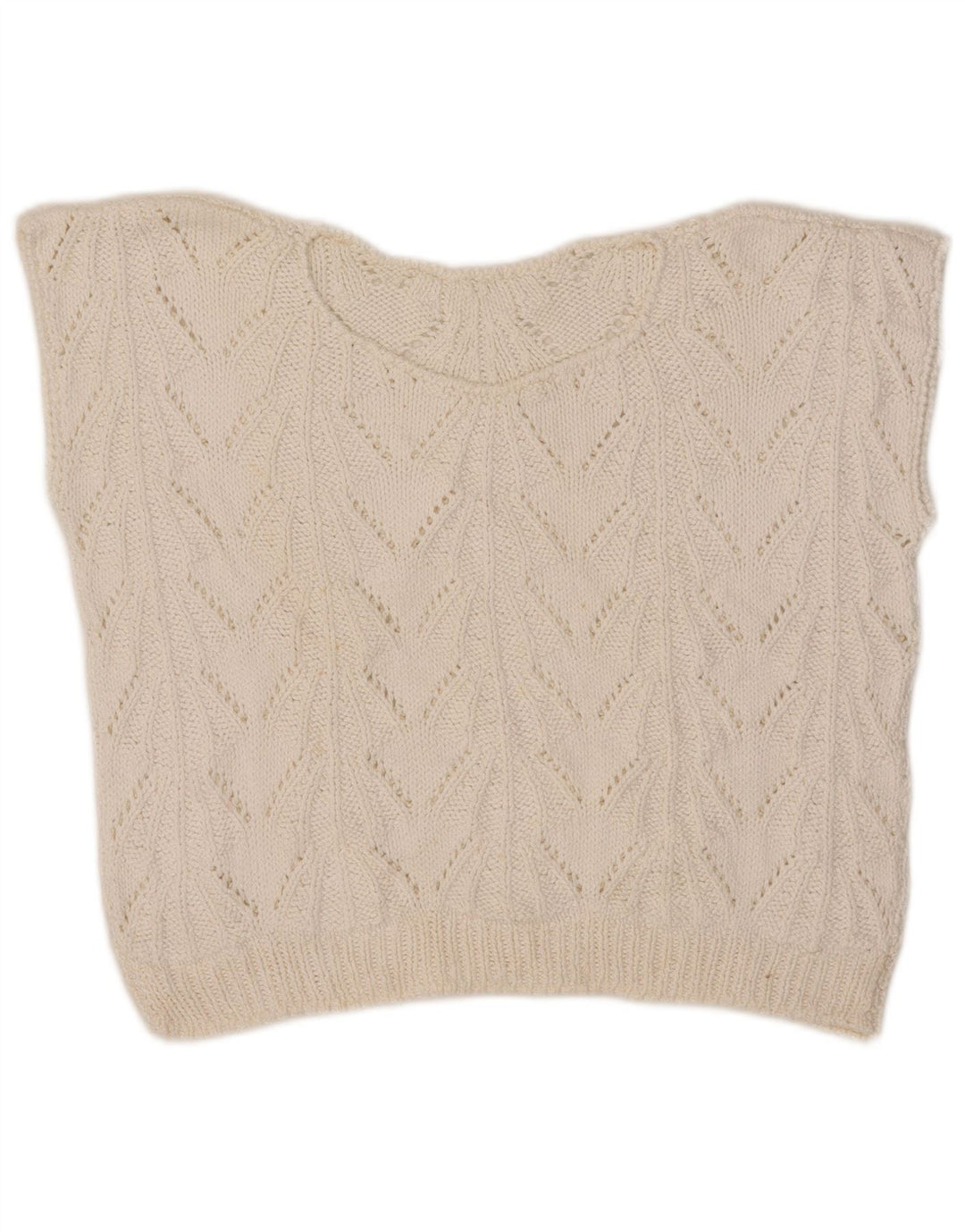 vintage Femmes Crop Vest Débardeur UK 12 Moyen Blanc