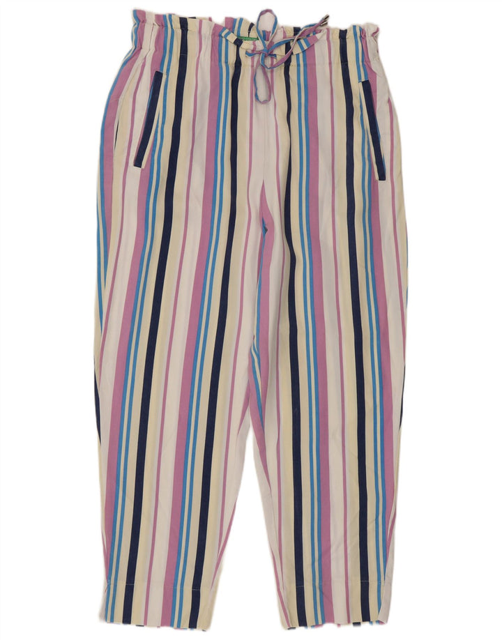 Benetton Pantalon Court Femme Medium W30 L26 Rayé Multicolore