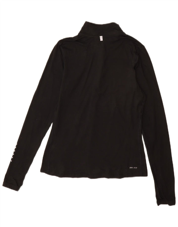 Nike Haut de survêtement Dri Fit à col zippé pour femme UK 10 Petit Noir
