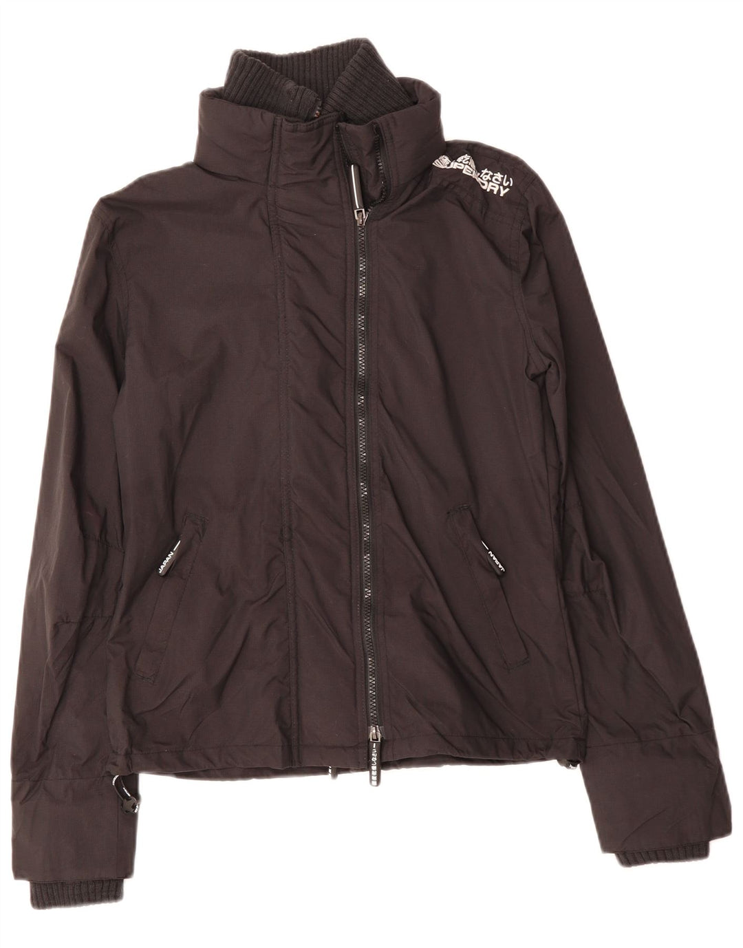 SUPERDRY Veste coupe-vent pour femme UK 14 Medium Noir Polyester