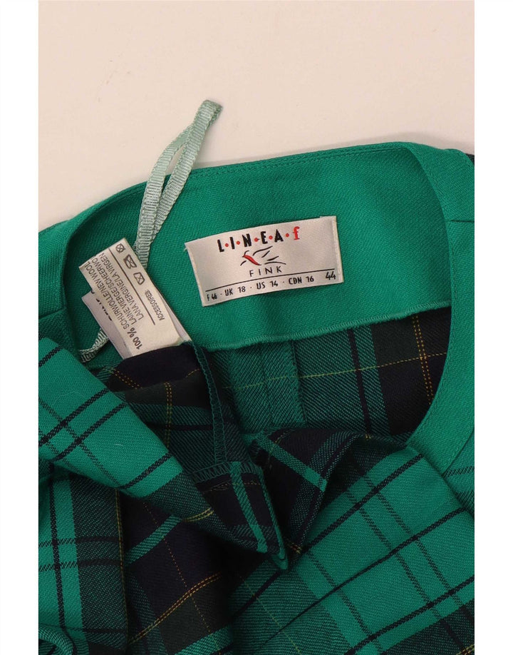 Fink Veste Blazer Femme UK 18 XL Vert à Carreaux Laine Vierge