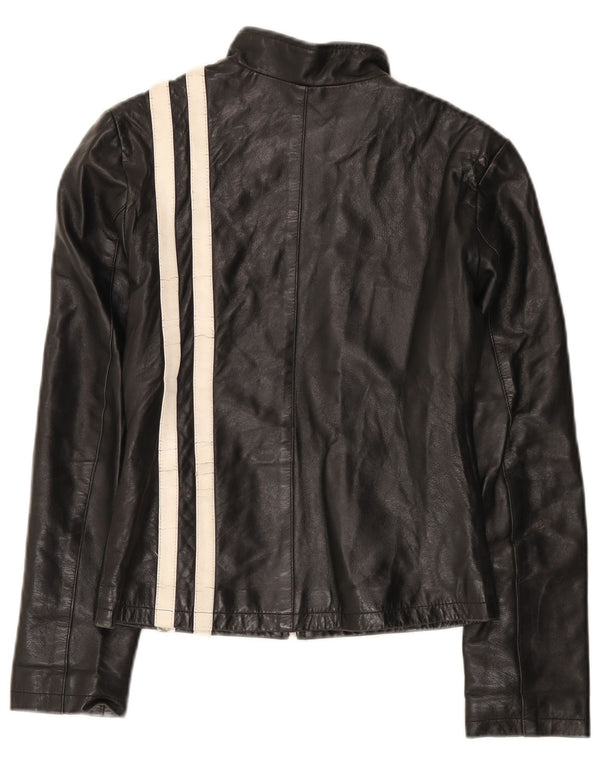 BRIXTON Veste en cuir pour femme UK 10 Petit cuir color block noir