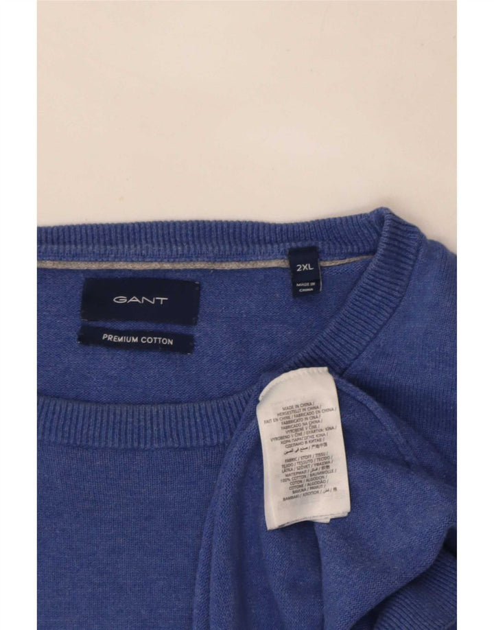 Gant Pull col rond homme 2XL bleu coton