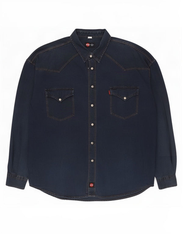 Chemise en jean homme vintage 3XL coton bleu marine