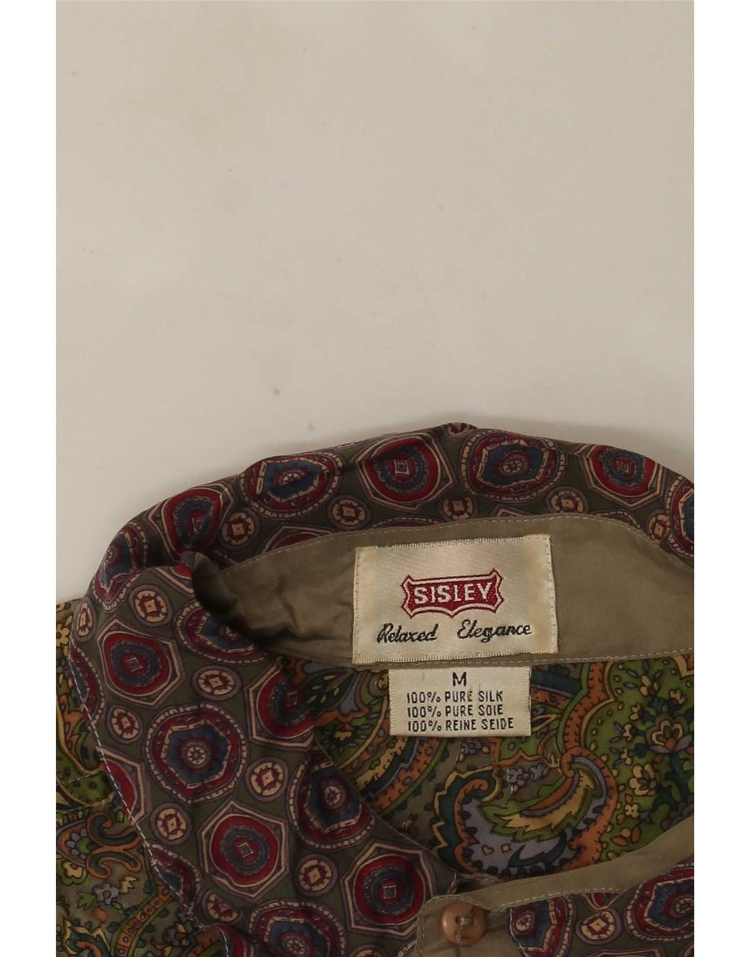 Sisley Chemise À Manches Courtes En Soie Paisley Beige Moyen |