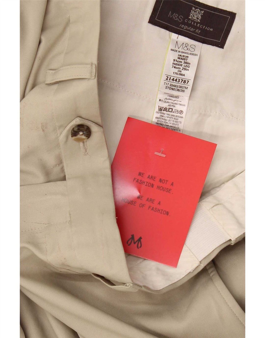 Marks & Spencer Pantalon de costume coupe classique pour homme W36 L29 Beige Polyester