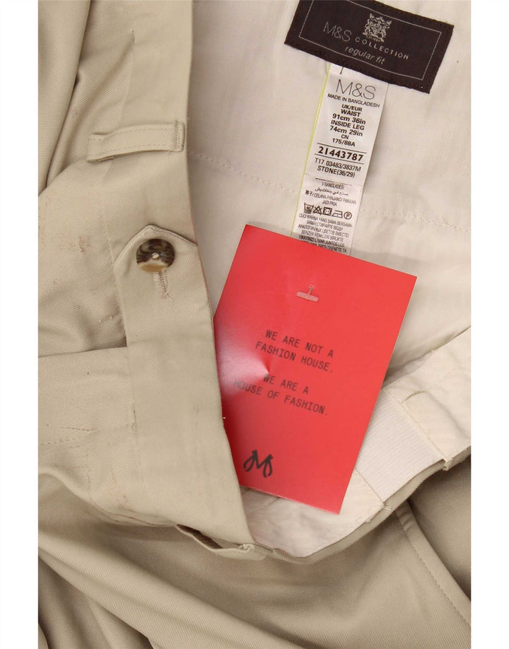 Marks & Spencer Pantalon de costume coupe classique pour homme W36 L29 Beige Polyester