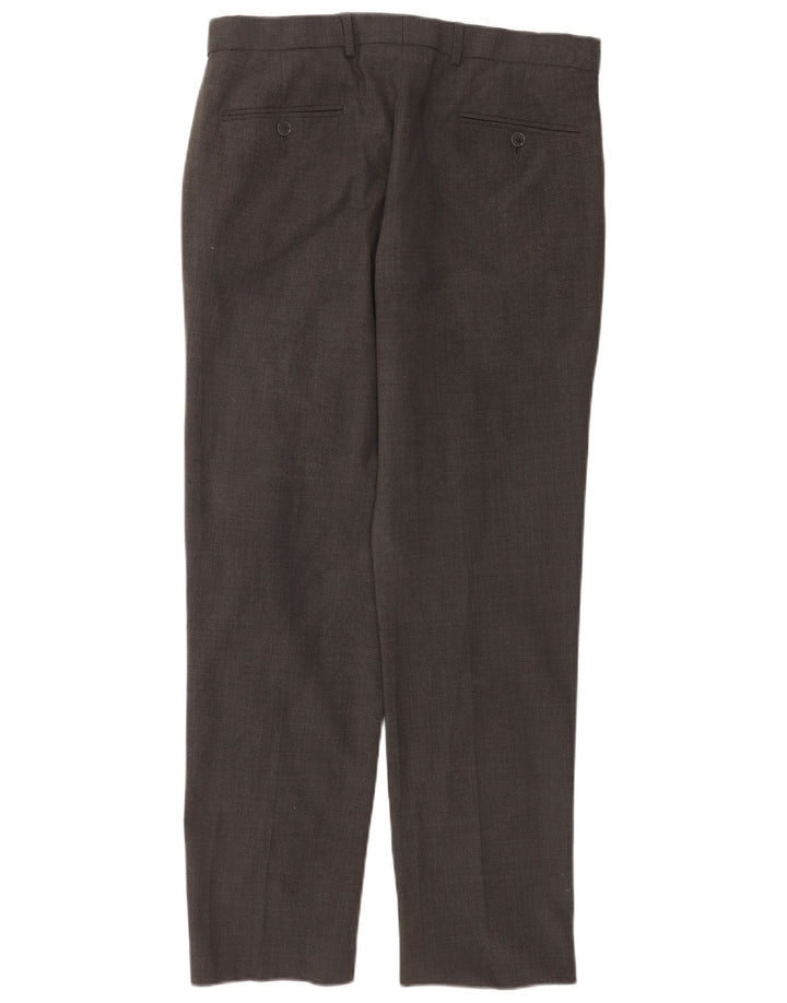 Marks & Spencer Pantalon de Costume Droit Homme W32 L31 Gris Laine