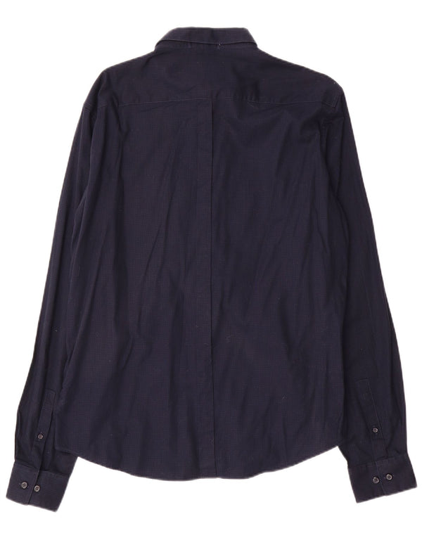 Dkny Chemise Homme Large Bleu Marine Vichy Coton