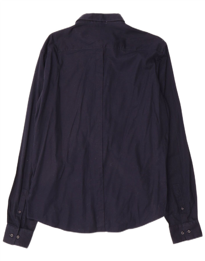 Dkny Chemise Homme Large Bleu Marine Vichy Coton
