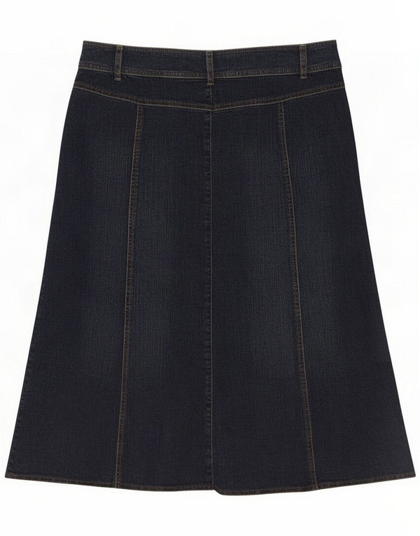Gerry Weber Womens Denim Skirt UK 18 XL W36 Navy Blue Floral Cotton