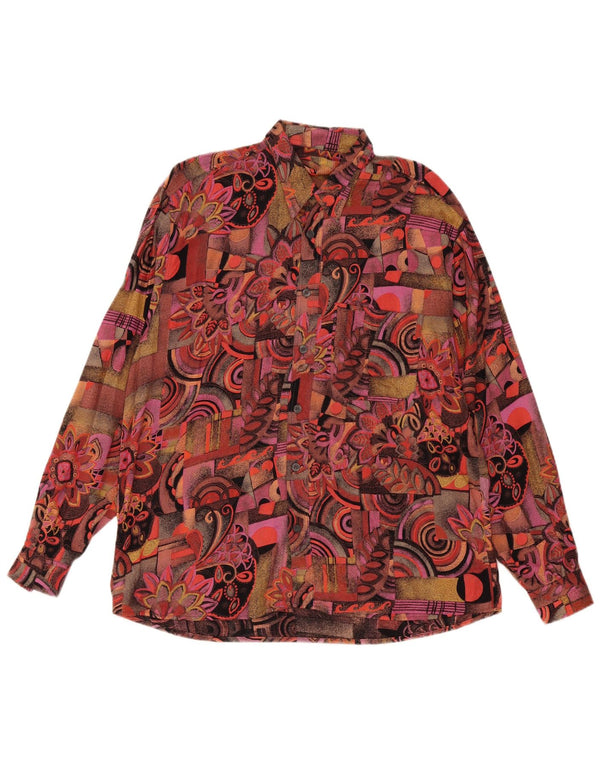vintage Chemise Homme Taille 41/42 Grande Viscose Florale Multicolore
