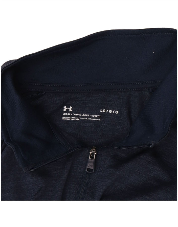 Under Armour Haut ample à manches longues et col zippé pour homme Bleu Taille L