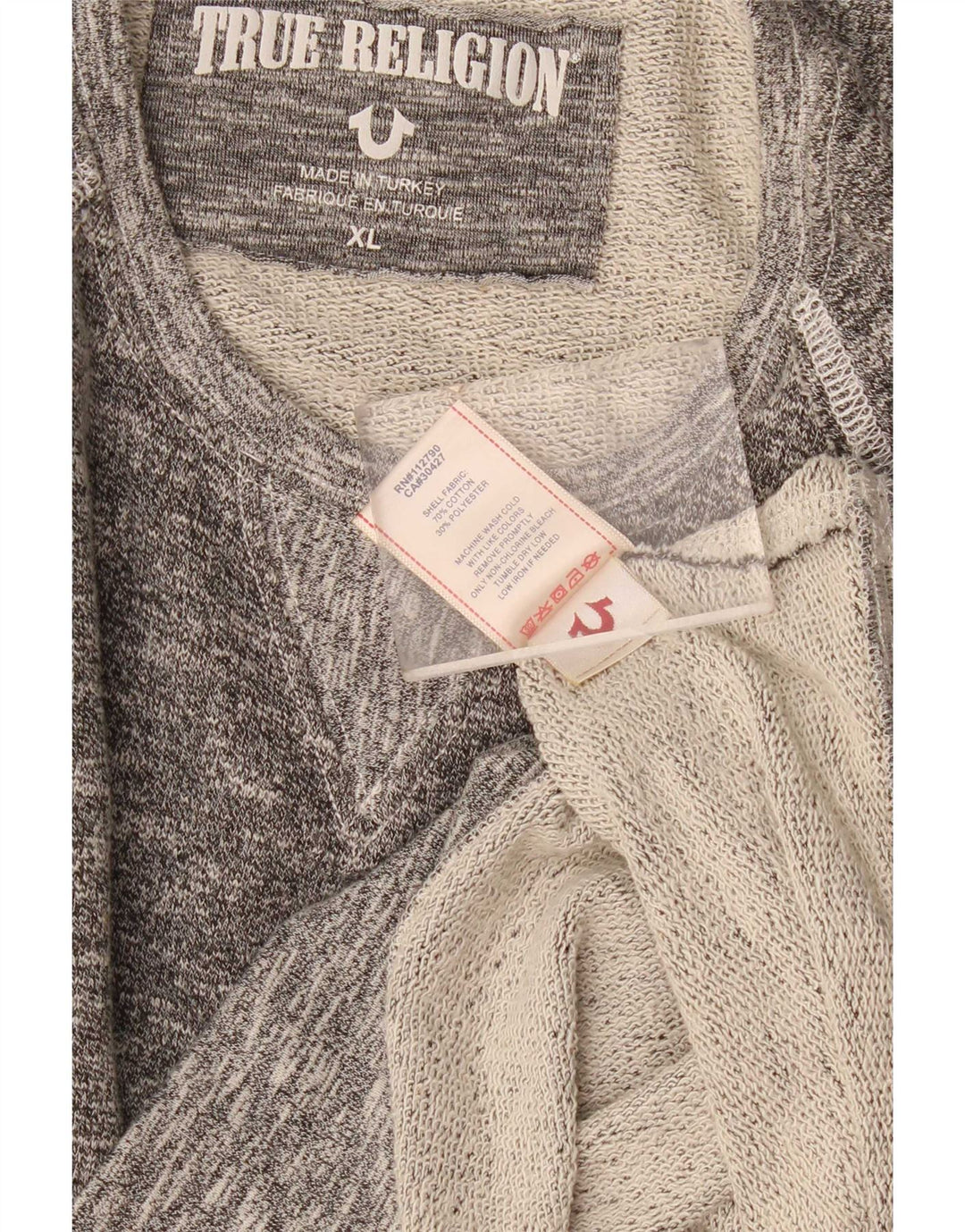 True Religion Sweat-Shirt Homme XL Gris Moucheté Coton