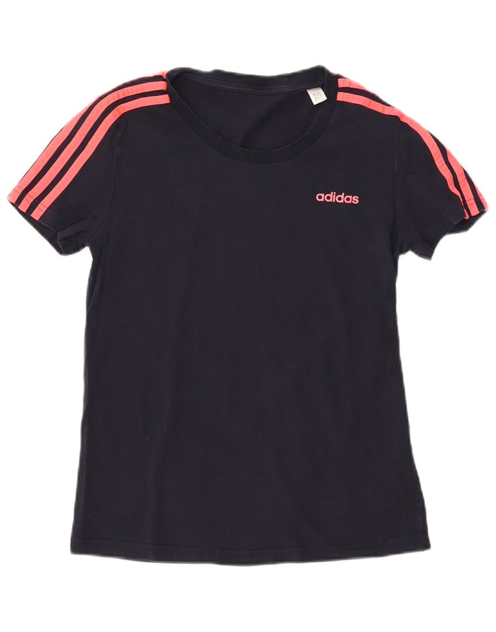 ADIDAS T-shirt pour femme UK 12 Bleu marine moyen Coton