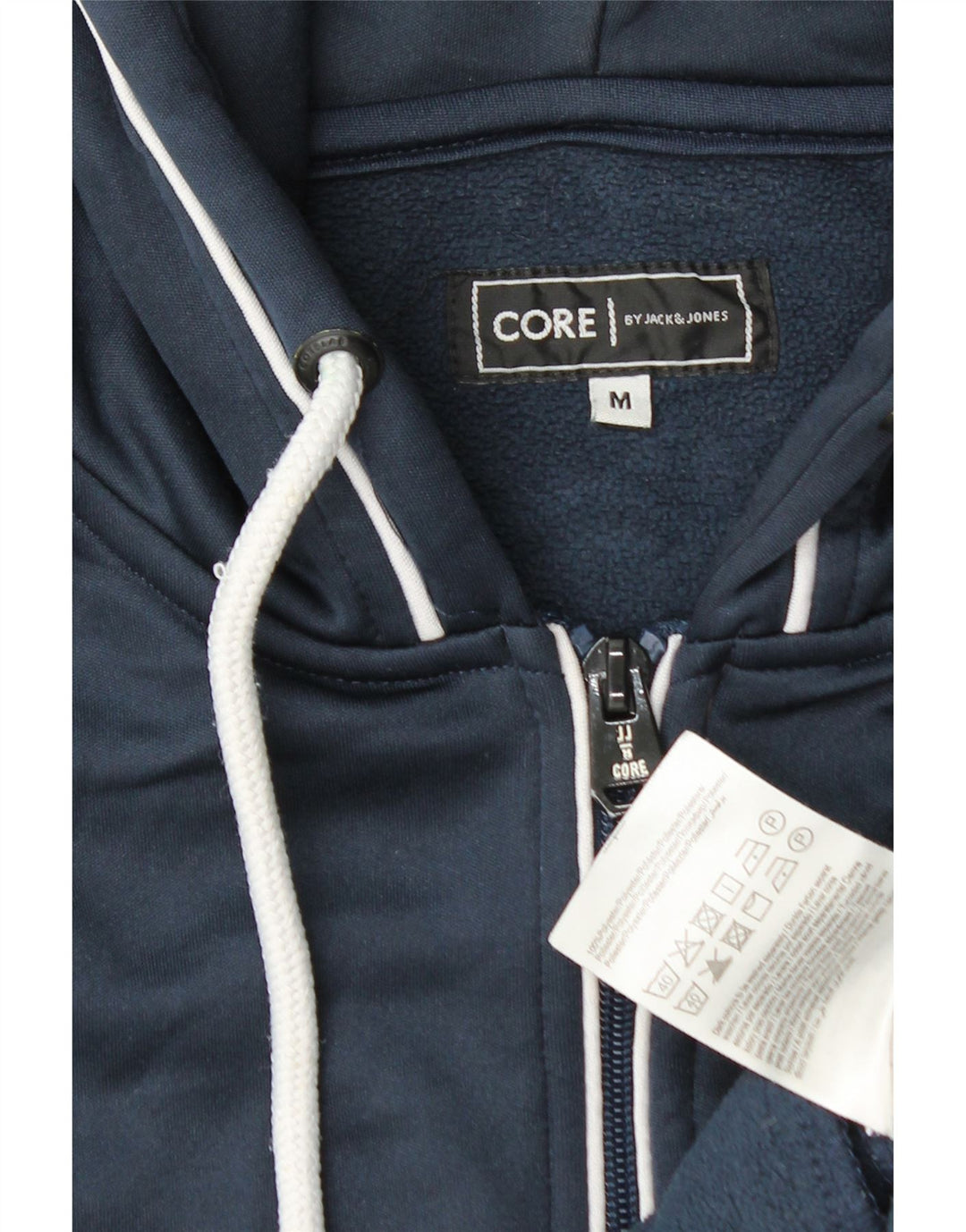 Jack & Jones Pull à capuche zippé graphique pour homme en polyester bleu marine moyen