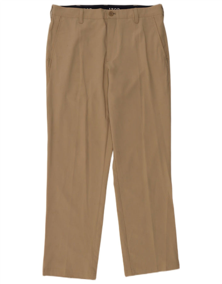 Izod Pantalon Chino Droit Femme W32 L30 Beige Polyester