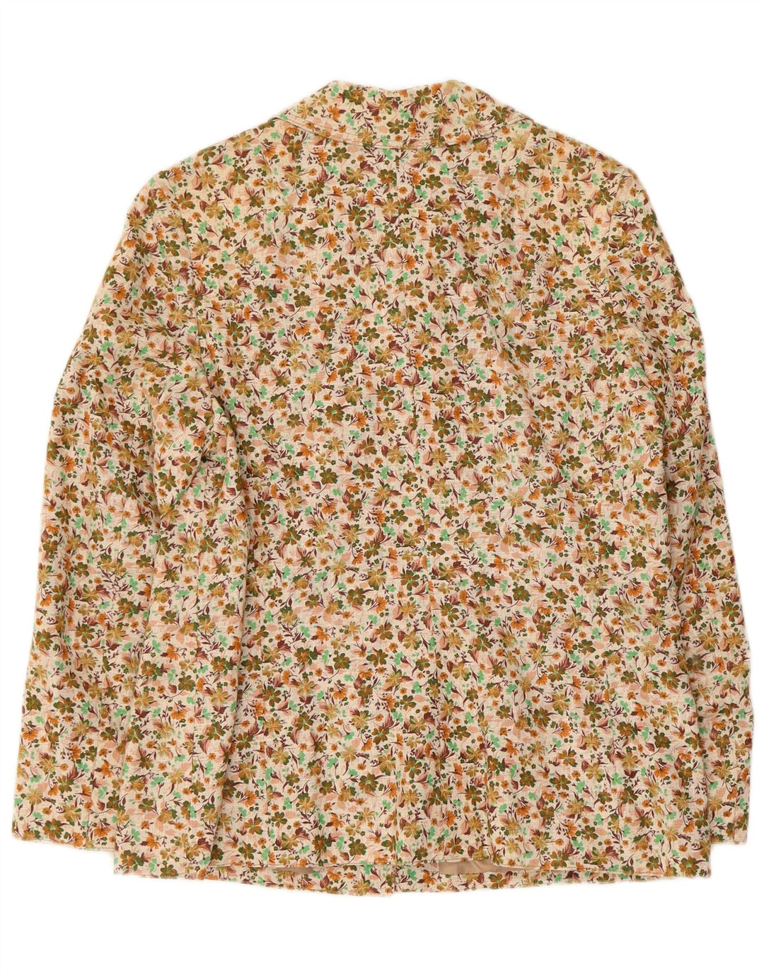 vintage Femme 5 Bouton Blazer Veste UK 12 Moyen Beige Floral