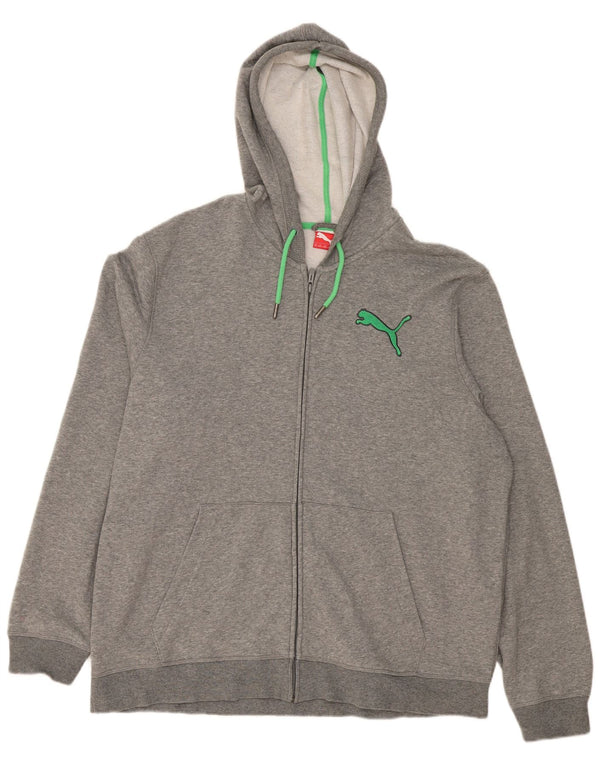 Puma Pull à capuche zippé pour homme 2XL en coton moucheté gris