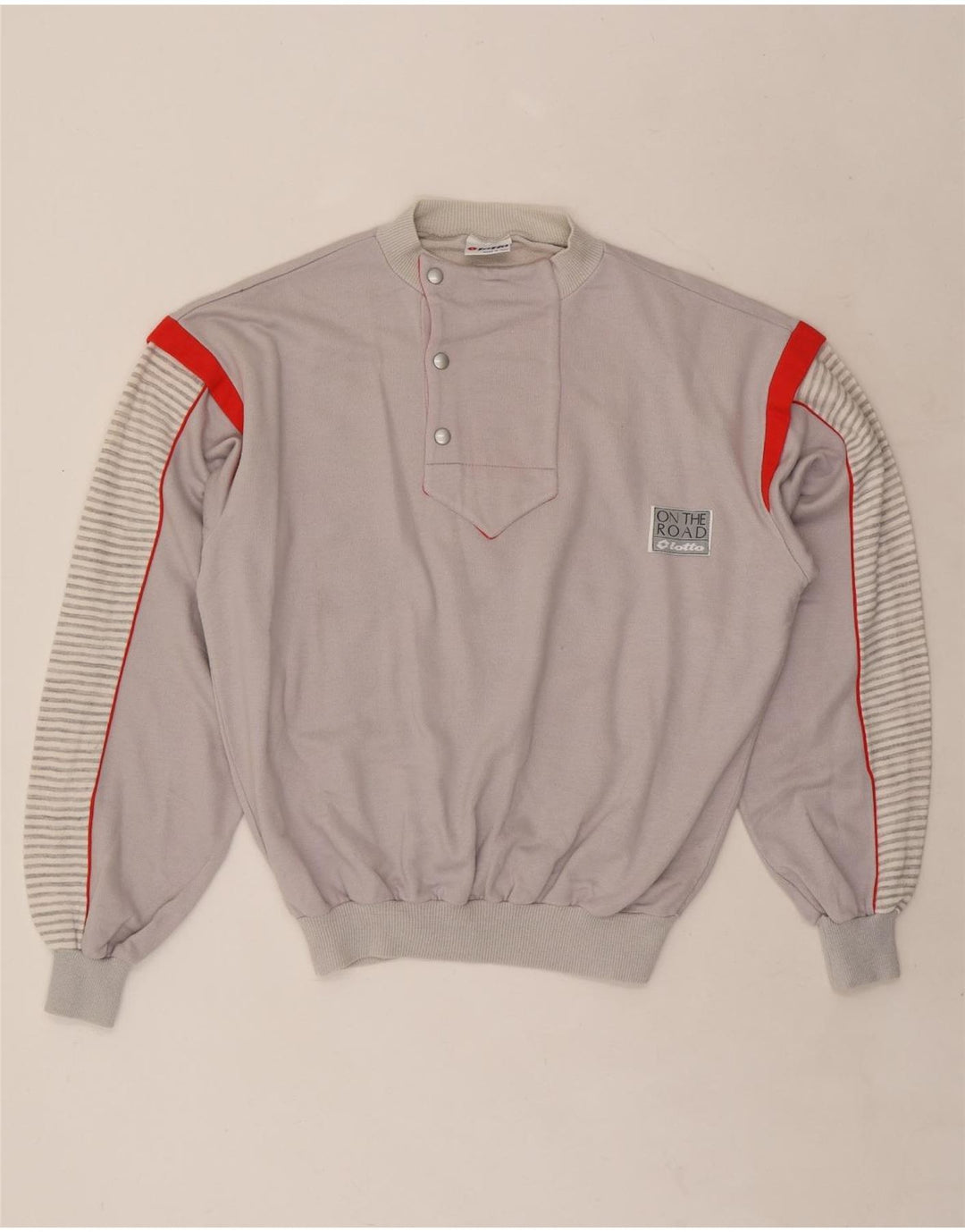 LOTTO Sweat-shirt à col boutonné pour femme UK 44 Gris moyen à fines rayures