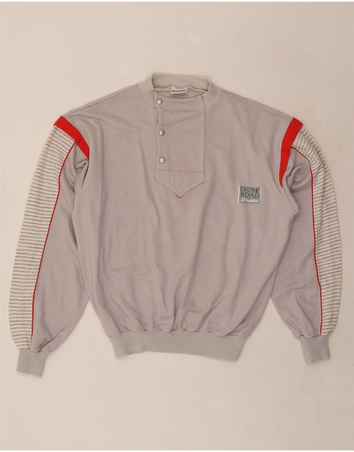 LOTTO Sweat-shirt à col boutonné pour femme UK 44 Gris moyen à fines rayures