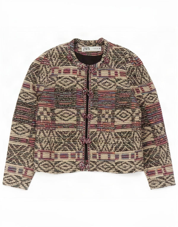 Zara Veste blazer surdimensionnée pour femme UK 10 Petit motif géométrique multicolore