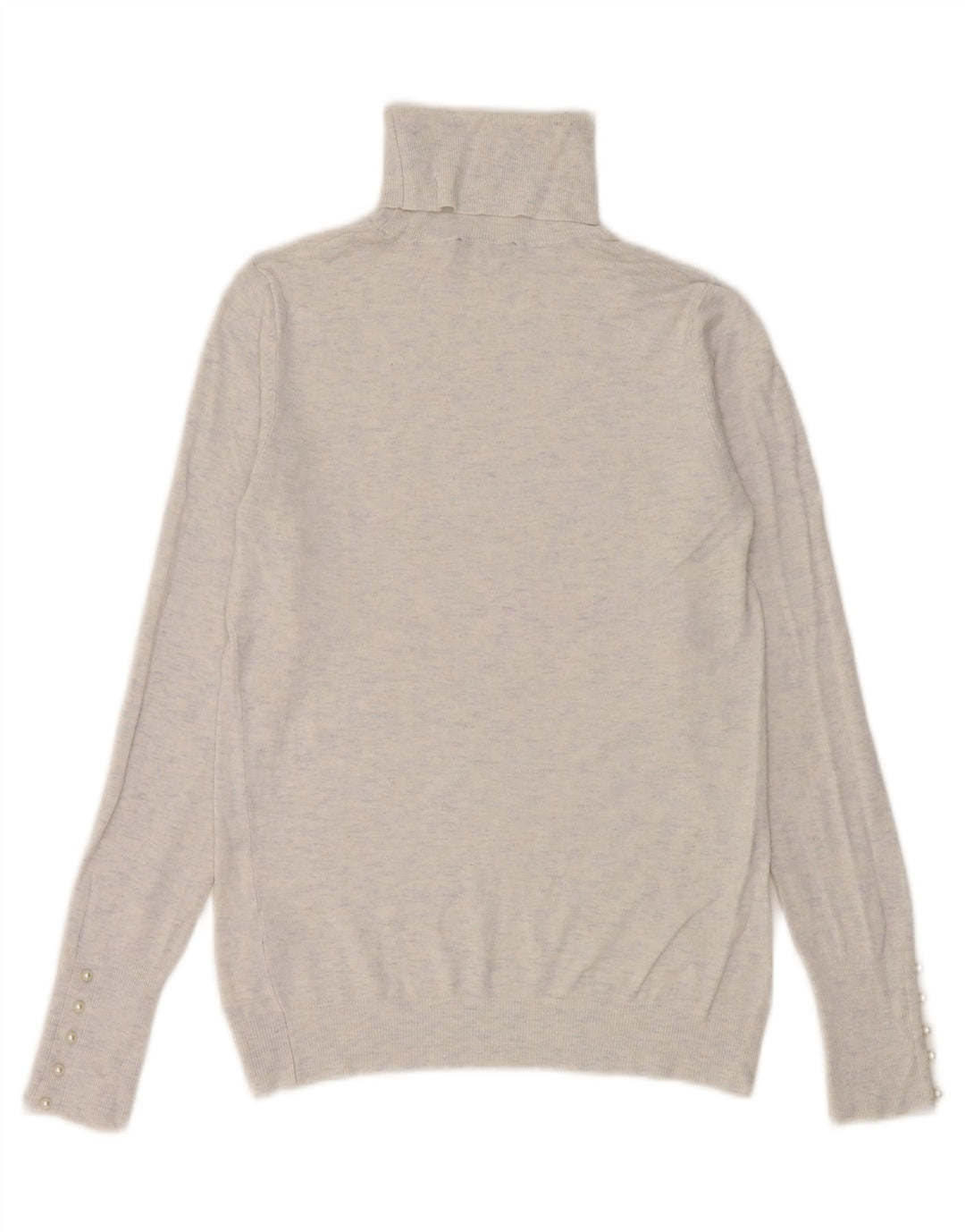 Zara Pull col roulé pour femme UK 12 Viscose mouchetée blanc moyen