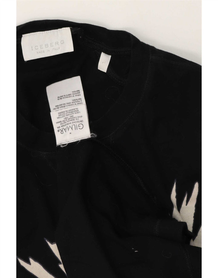 Iceberg Haut graphique à manches longues pour homme en coton noir