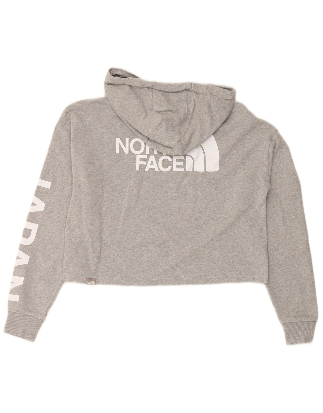THE NORTH FACE Pull à capuche court graphique pour femme UK 14 Coton gris moyen