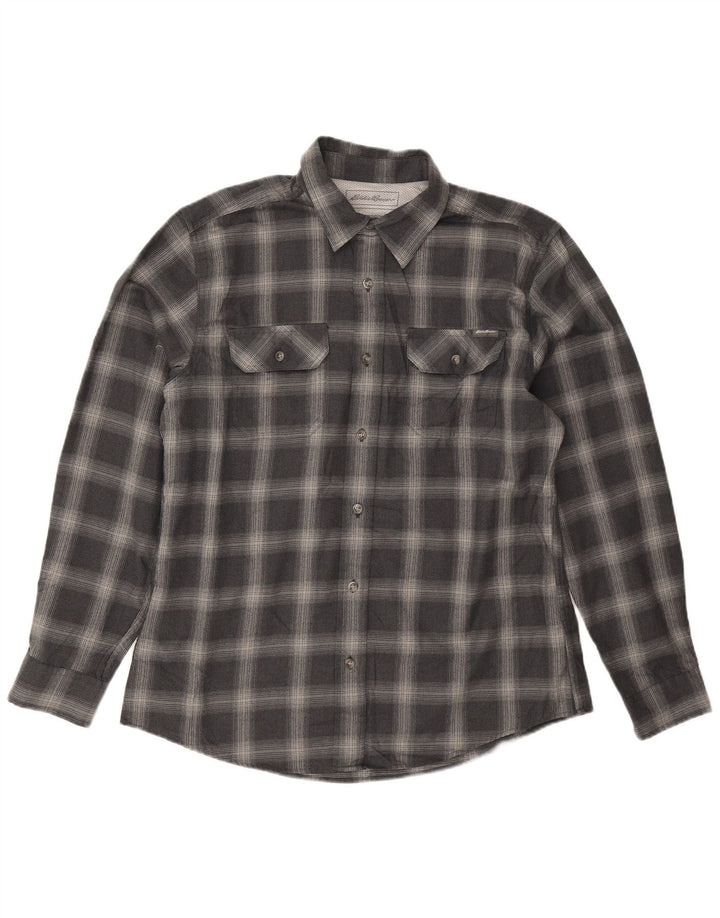 Eddie Bauer Chemise en flanelle pour homme Grand carreaux bleu marine Polyester
