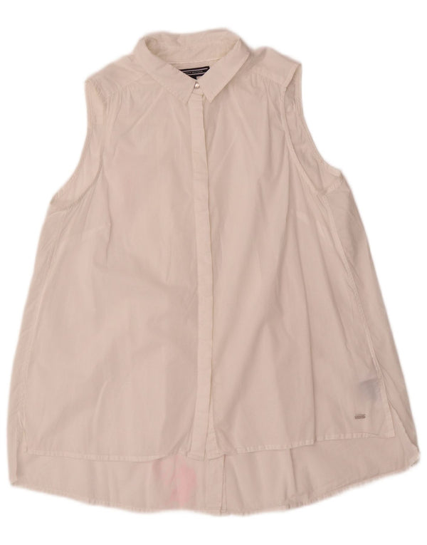 Tommy Hilfiger Chemisier sans manches pour femme US 6 en coton blanc moyen