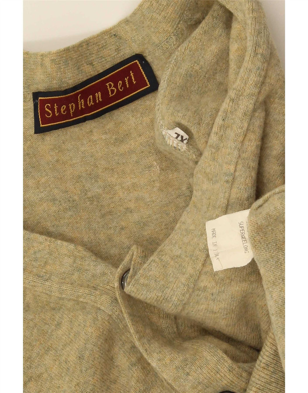 vintage Homme Cardigan Pull XL Laine Verte