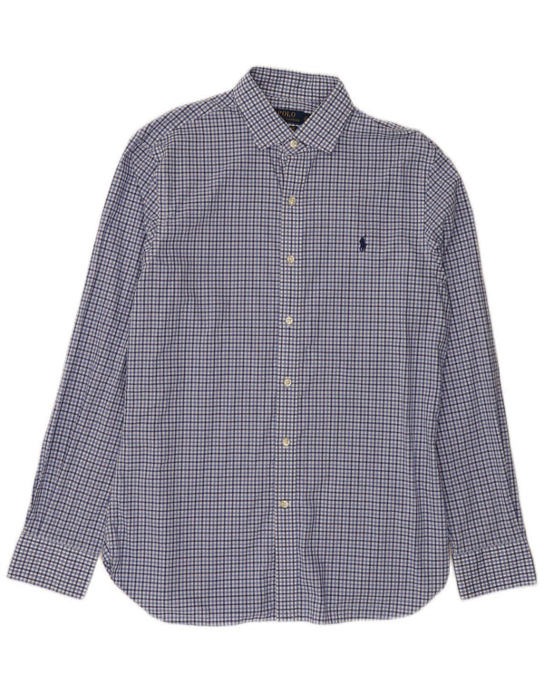 Polo Ralph Lauren Chemise slim fit pour homme taille 16 grand coton à carreaux bleus
