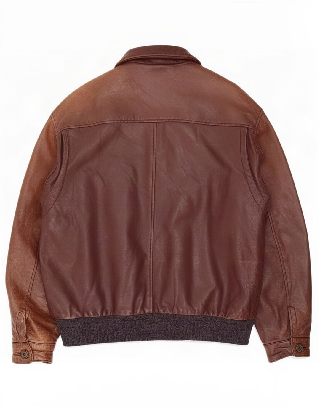 veste en cuir homme vintage UK 40 Grand colorblock brun