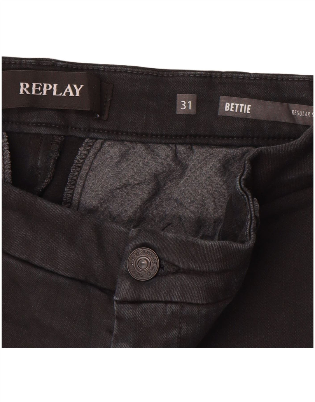REPLAY Pantalon Chino Regular Fit Femme W31 L29 Noir Coton